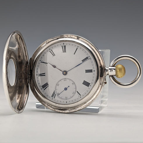 約 1893 年古董 Stauffer & Co 懷錶 銀色半獵人,工作狀況良好